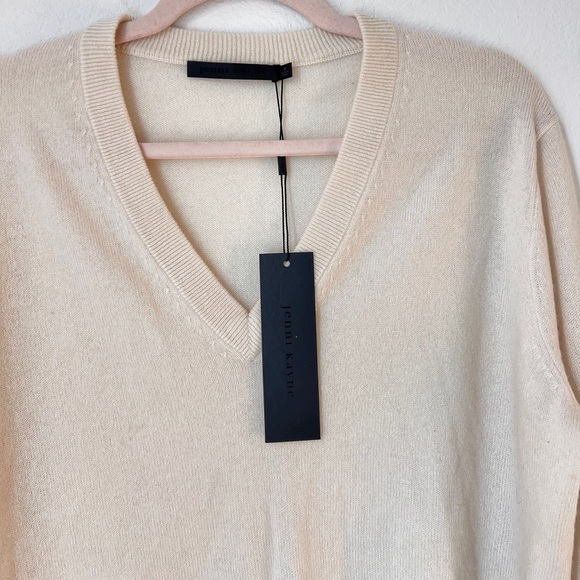 Jenni Kayne Flynn Cashmere Sweater Ivory Medium V-Neck Long Sleeves NEW - Picture 5 of 8